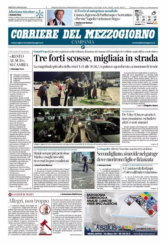 Prima-pagina-corriere del mezzogiorno-del-2024-05-21